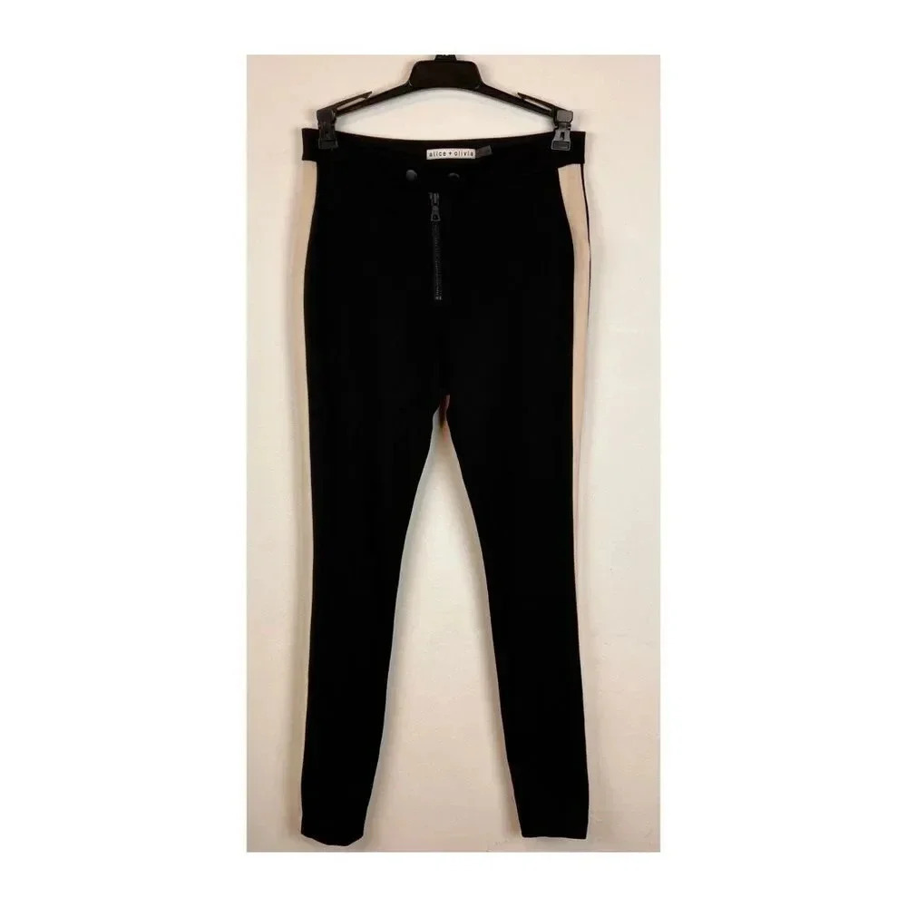 Alice + Olivia Daryl Riding Pant in Black & Natural - Picture 10 of 15